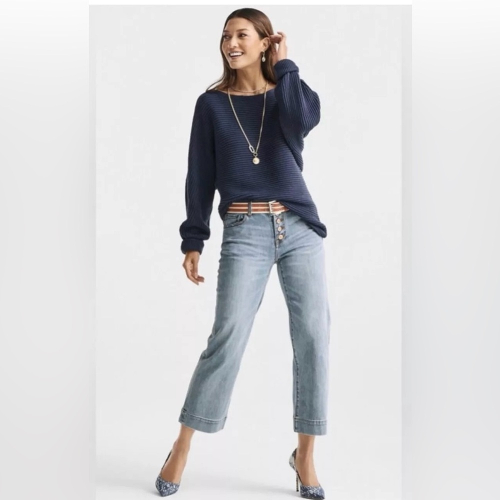 Button-fly denim crop pants